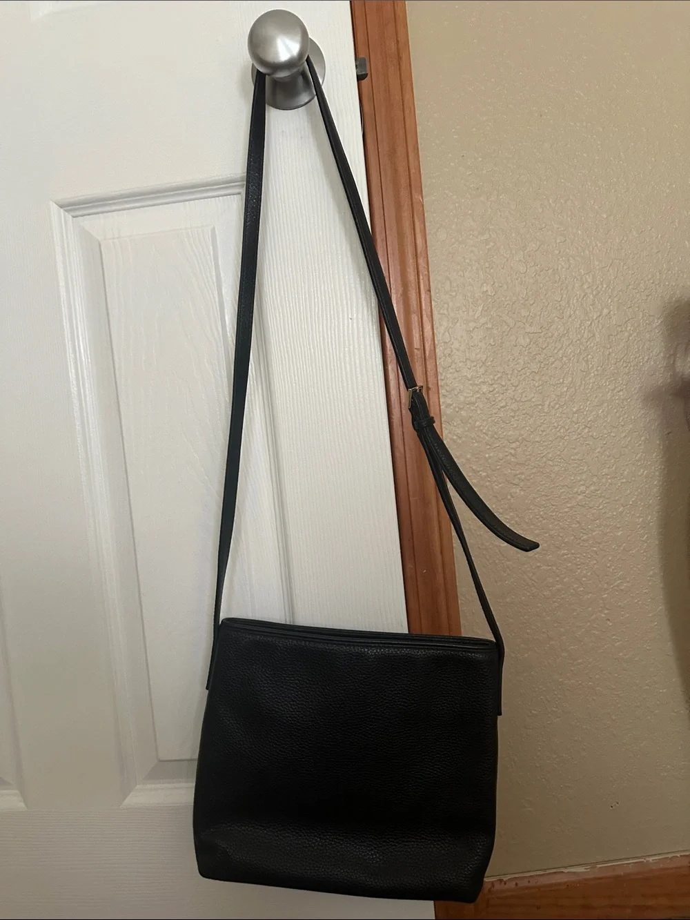 kate spade Black Leather Crossbody with Front Zip Pocket